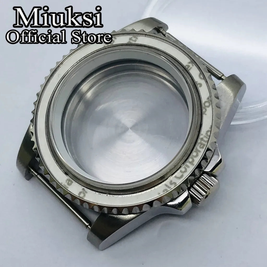 Miuksi 40mm silver rose gold black new watch case ceramic bezel sapphire glass chapter ring fit NH35 NH36 ETA2824 movement