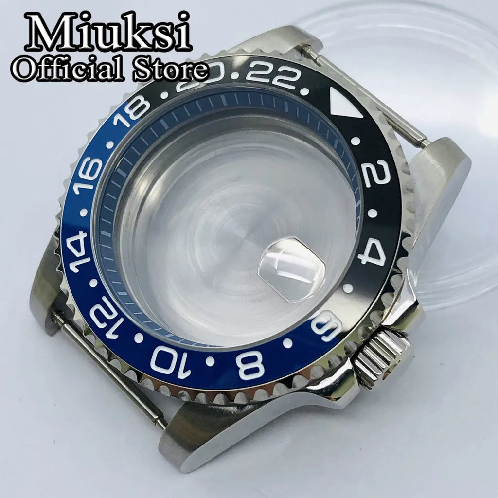 Miuksi 40mm silver rose gold black new watch case ceramic bezel sapphire glass chapter ring fit NH35 NH36 ETA2824 movement