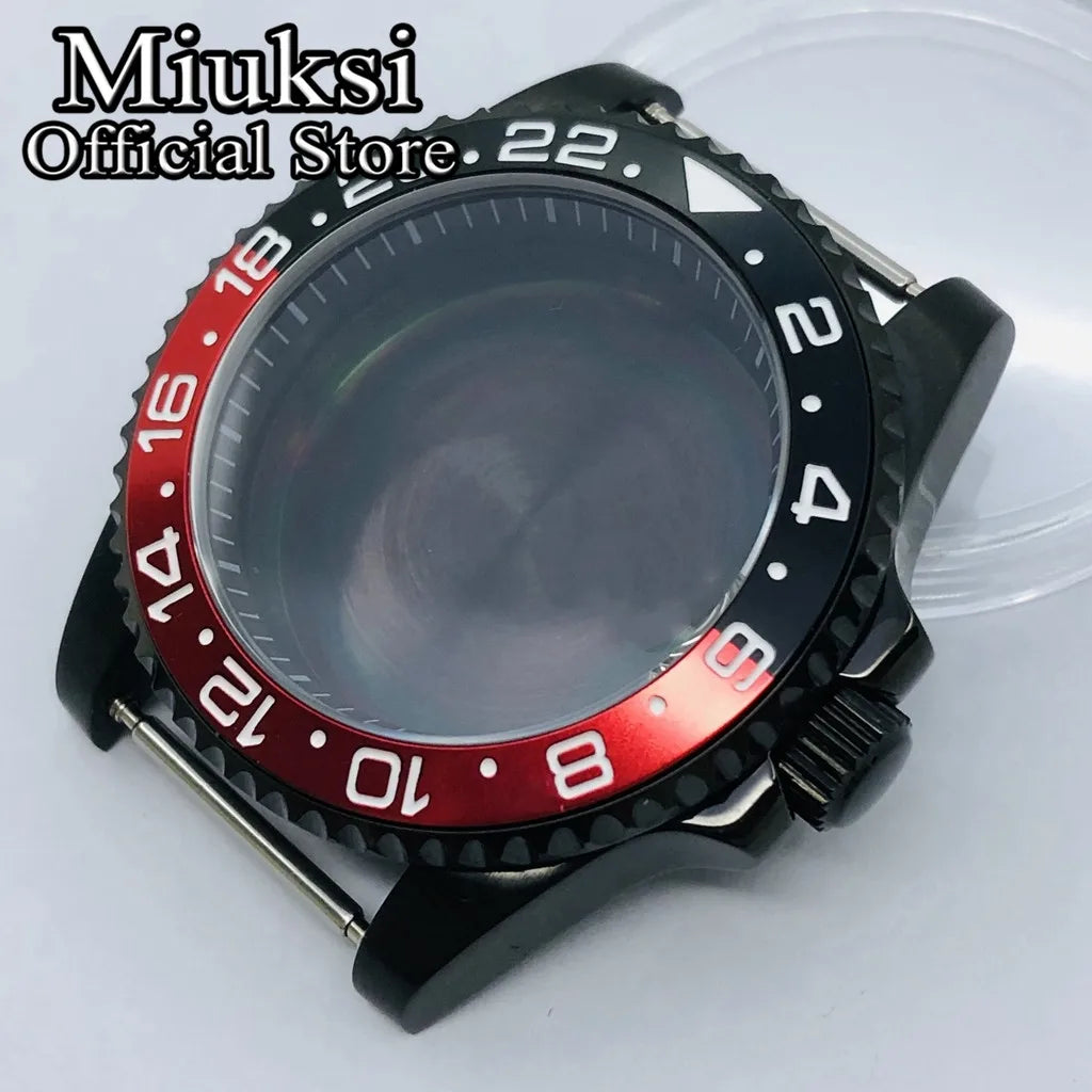 Miuksi 40mm silver rose gold black new watch case ceramic bezel sapphire glass chapter ring fit NH35 NH36 ETA2824 movement