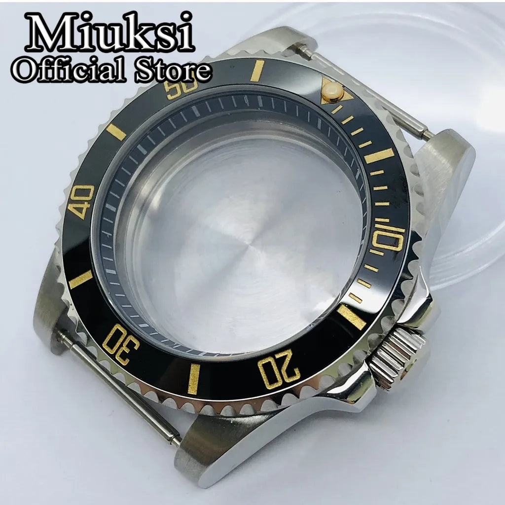 Miuksi 40mm silver rose gold black new watch case ceramic bezel sapphire glass chapter ring fit NH35 NH36 ETA2824 movement