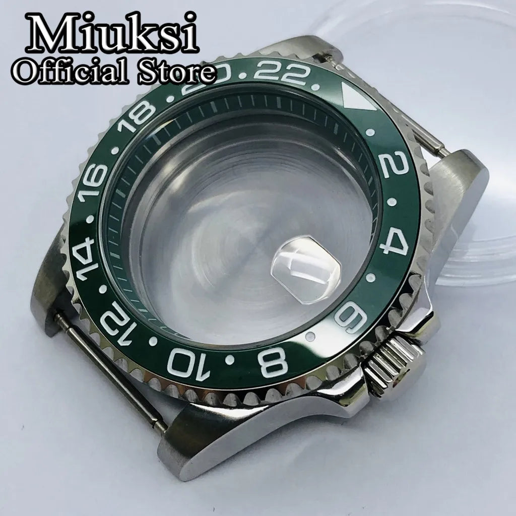 Miuksi 40mm silver rose gold black new watch case ceramic bezel sapphire glass chapter ring fit NH35 NH36 ETA2824 movement