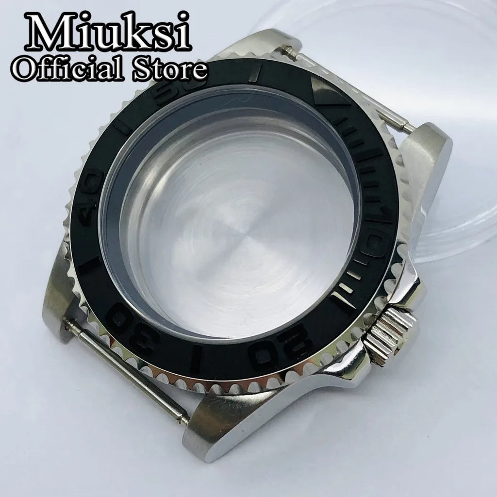 Miuksi 40mm silver rose gold black new watch case ceramic bezel sapphire glass chapter ring fit NH35 NH36 ETA2824 movement