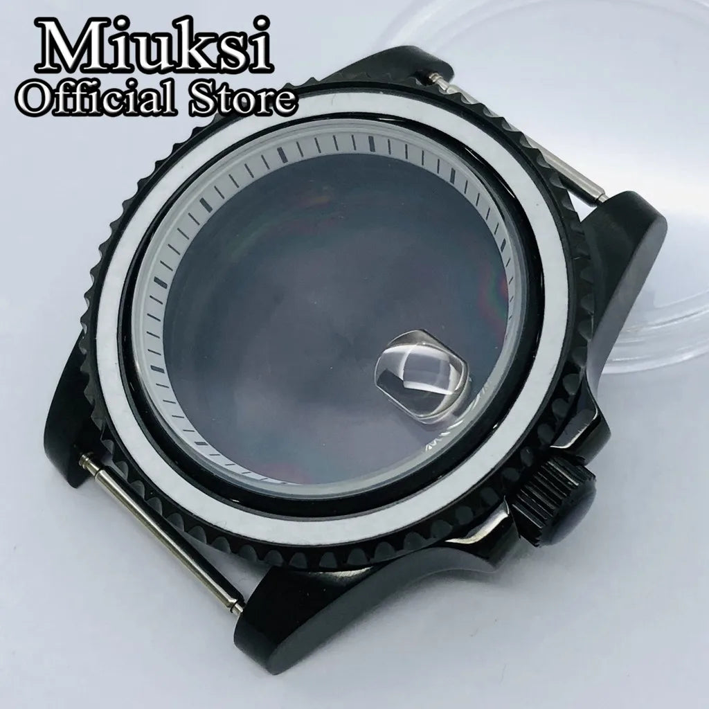 Miuksi 40mm silver rose gold black new watch case ceramic bezel sapphire glass chapter ring fit NH35 NH36 ETA2824 movement