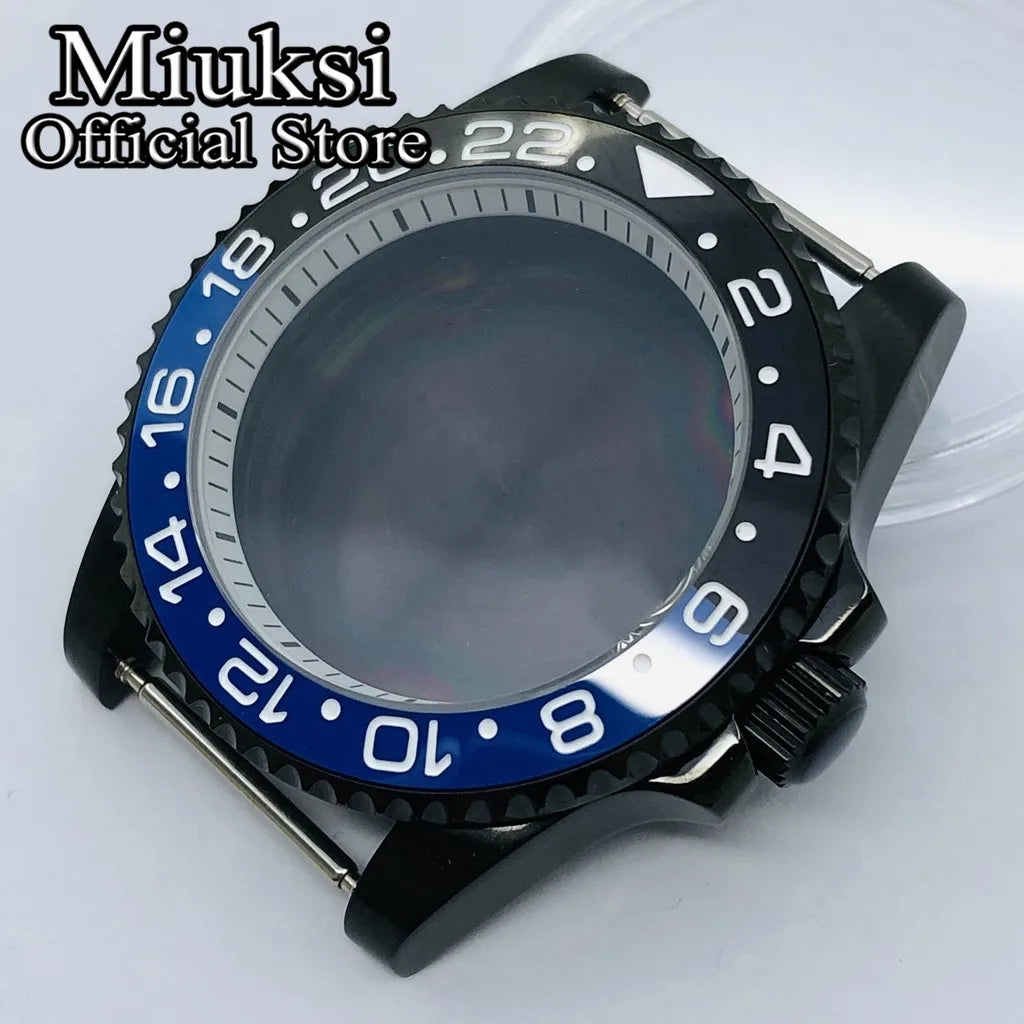 Miuksi 40mm silver rose gold black new watch case ceramic bezel sapphire glass chapter ring fit NH35 NH36 ETA2824 movement