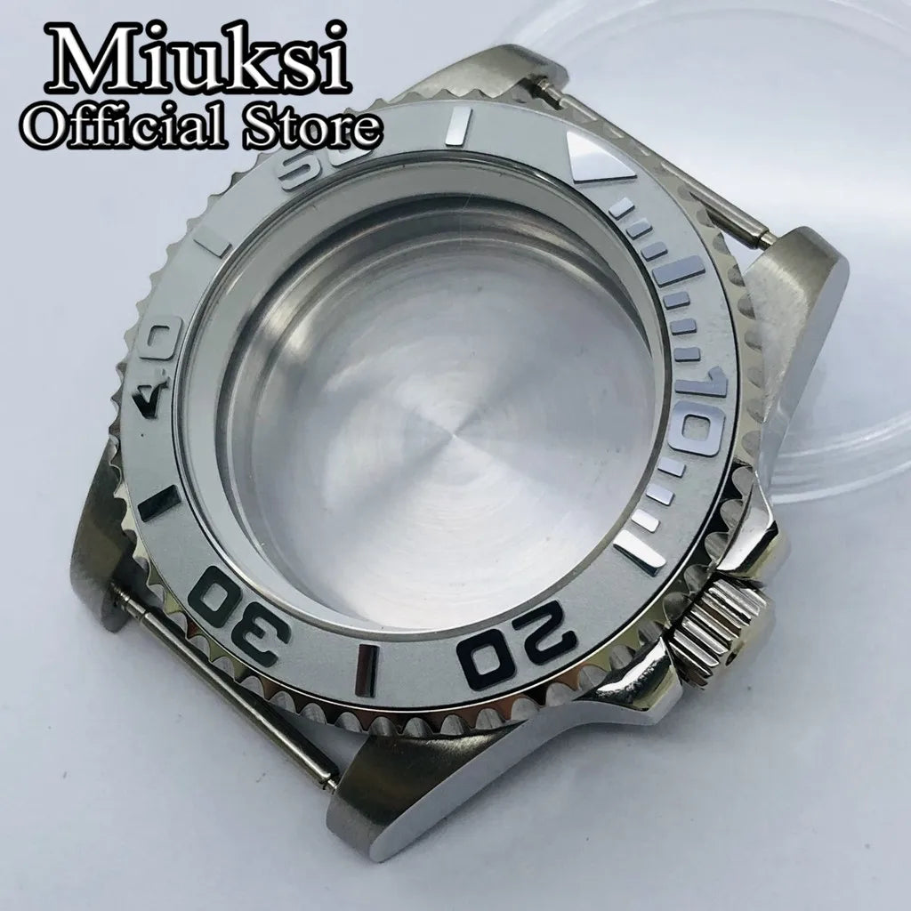 Miuksi 40mm silver rose gold black new watch case ceramic bezel sapphire glass chapter ring fit NH35 NH36 ETA2824 movement