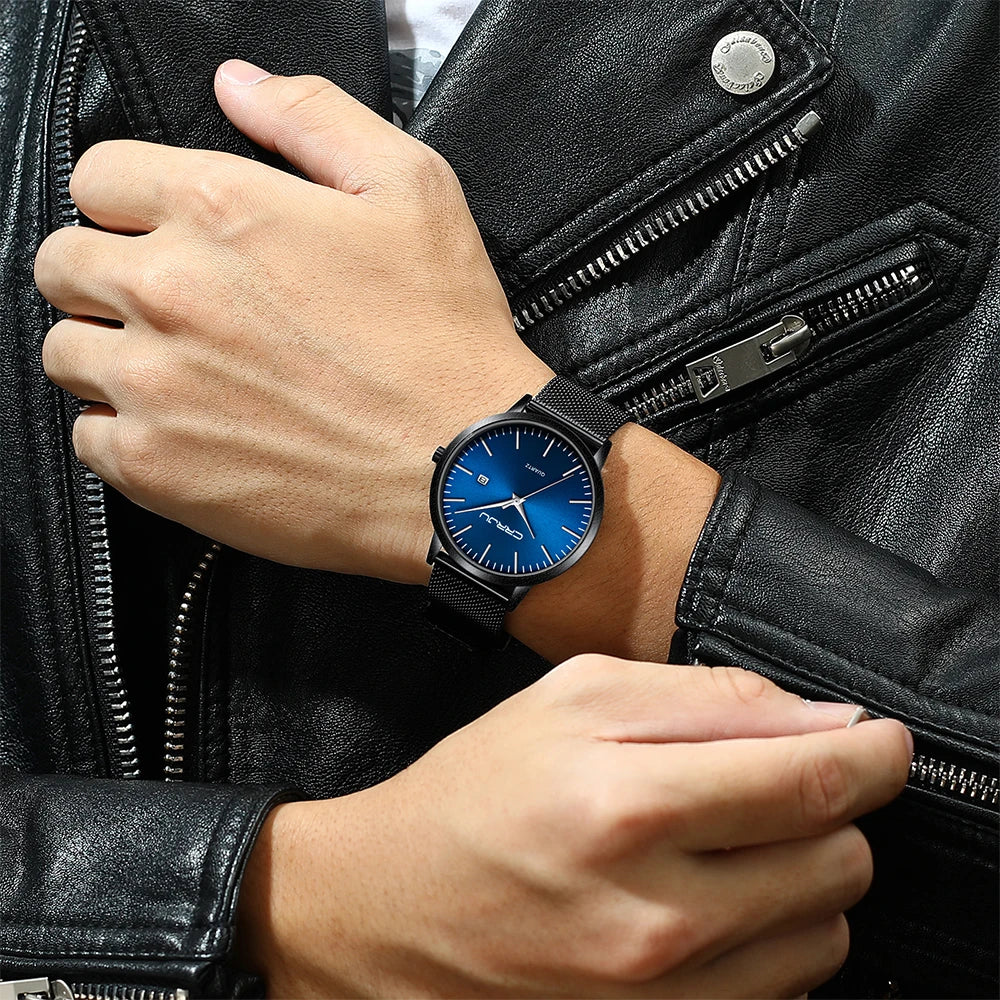 CRRJU Men's Watch Ultra-thin Top Brand Luxury Japan Movement WristWatch Waterproof Sport Steel Quartz Clock Relogio Masculino