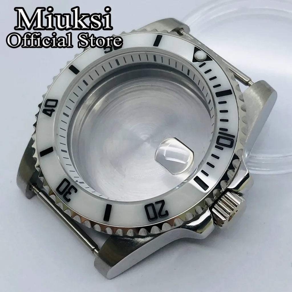 Miuksi 40mm silver rose gold black new watch case ceramic bezel sapphire glass chapter ring fit NH35 NH36 ETA2824 movement