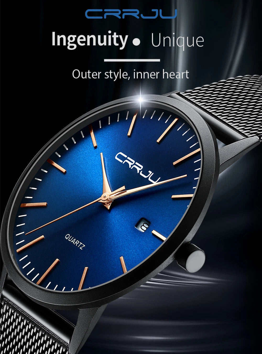CRRJU Men's Watch Ultra-thin Top Brand Luxury Japan Movement WristWatch Waterproof Sport Steel Quartz Clock Relogio Masculino