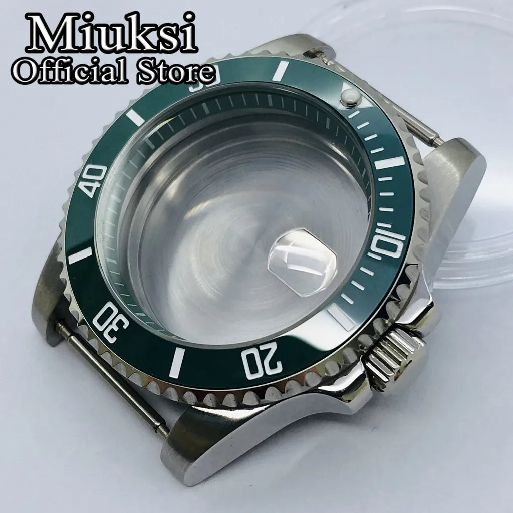 Miuksi 40mm silver rose gold black new watch case ceramic bezel sapphire glass chapter ring fit NH35 NH36 ETA2824 movement