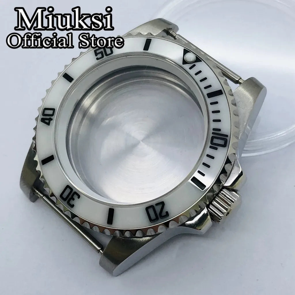 Miuksi 40mm silver rose gold black new watch case ceramic bezel sapphire glass chapter ring fit NH35 NH36 ETA2824 movement