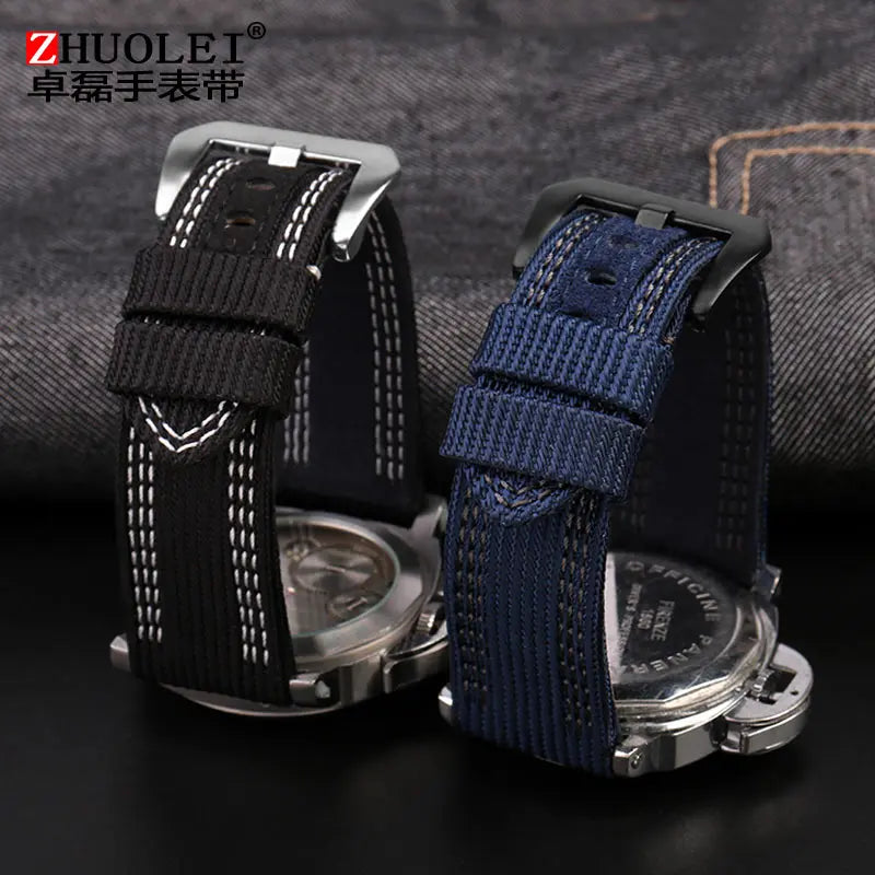 For Panerai Watch Strap Pam00984 00985 PAM111 PAM441 Stealth Nylon leather sole Bracelet Accessory 24 26mm large size  for men