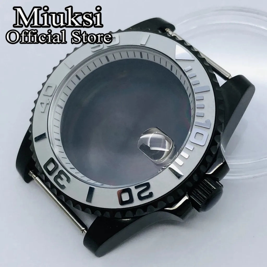 Miuksi 40mm silver rose gold black new watch case ceramic bezel sapphire glass chapter ring fit NH35 NH36 ETA2824 movement
