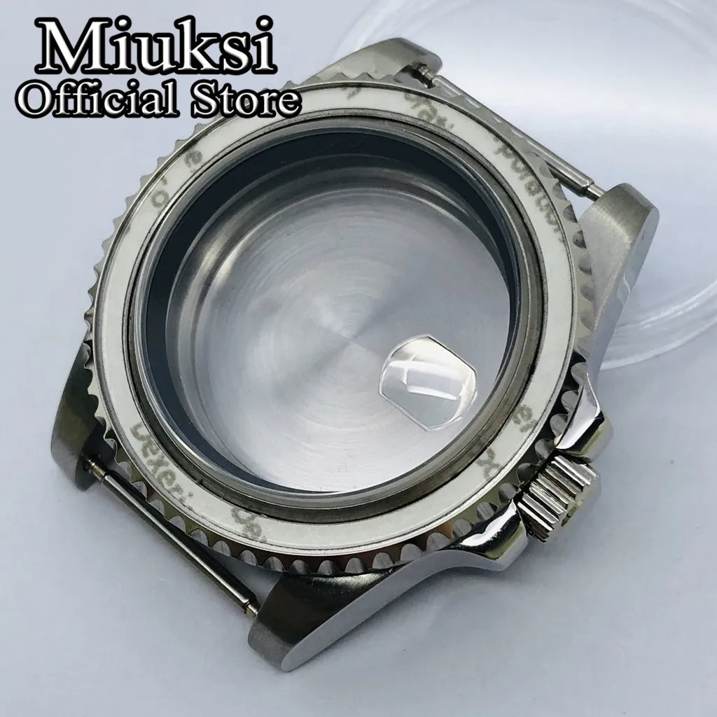 Miuksi 40mm silver rose gold black new watch case ceramic bezel sapphire glass chapter ring fit NH35 NH36 ETA2824 movement