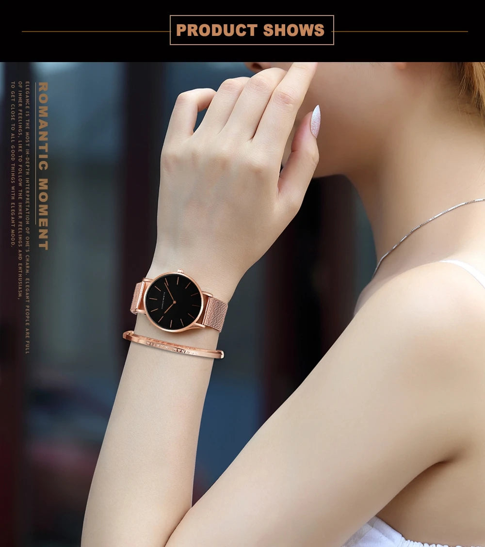 Hannah Martin New 2021 Top Brand Luxury Japan Quartz Wristwatch Stainless Steel Rose Gold Waterproof Watch for Women reloj mujer