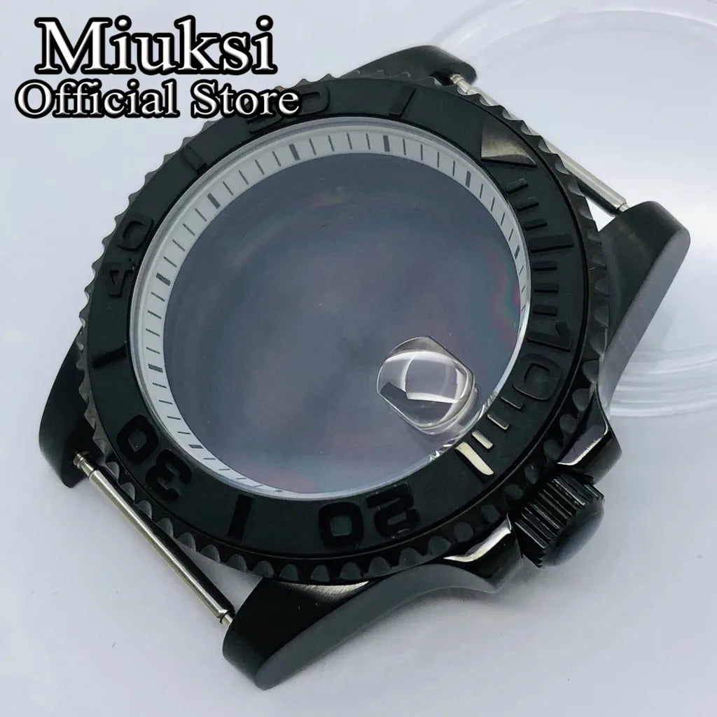 Miuksi 40mm silver rose gold black new watch case ceramic bezel sapphire glass chapter ring fit NH35 NH36 ETA2824 movement