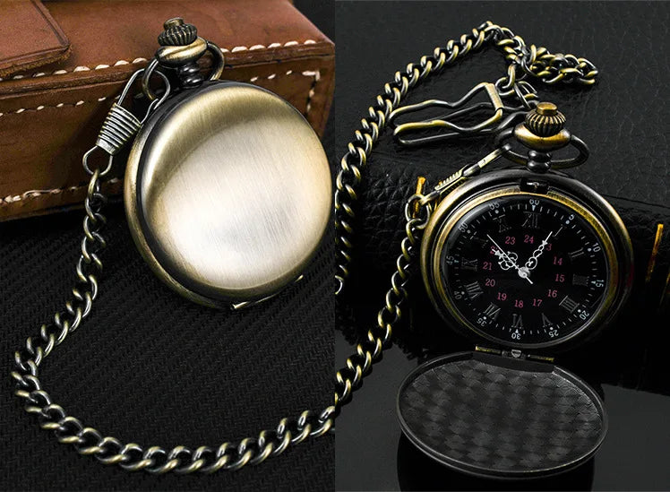 Classic Fashion 37CM Fob Chain Smooth Steel Polish Quartz Pocket Watch Mens Pendant Gifts