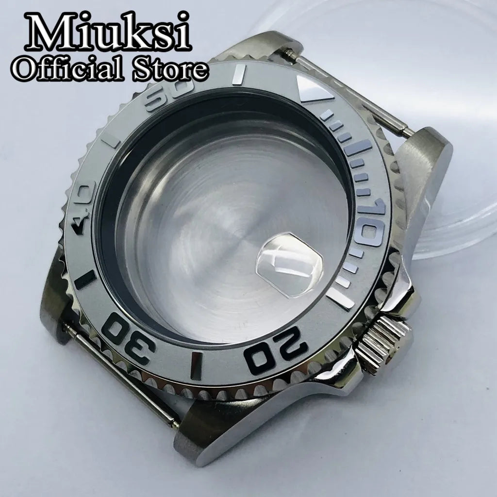 Miuksi 40mm silver rose gold black new watch case ceramic bezel sapphire glass chapter ring fit NH35 NH36 ETA2824 movement