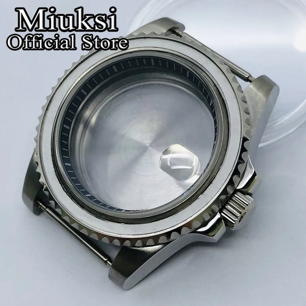 Miuksi 40mm silver rose gold black new watch case ceramic bezel sapphire glass chapter ring fit NH35 NH36 ETA2824 movement