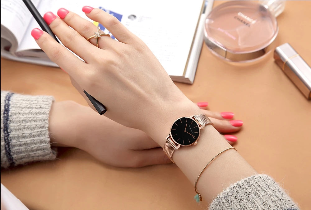 Hannah Martin New 2021 Top Brand Luxury Japan Quartz Wristwatch Stainless Steel Rose Gold Waterproof Watch for Women reloj mujer
