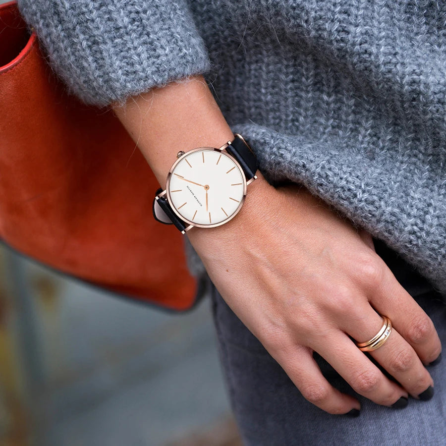 Hannah Martin New 2021 Top Brand Luxury Japan Quartz Wristwatch Stainless Steel Rose Gold Waterproof Watch for Women reloj mujer