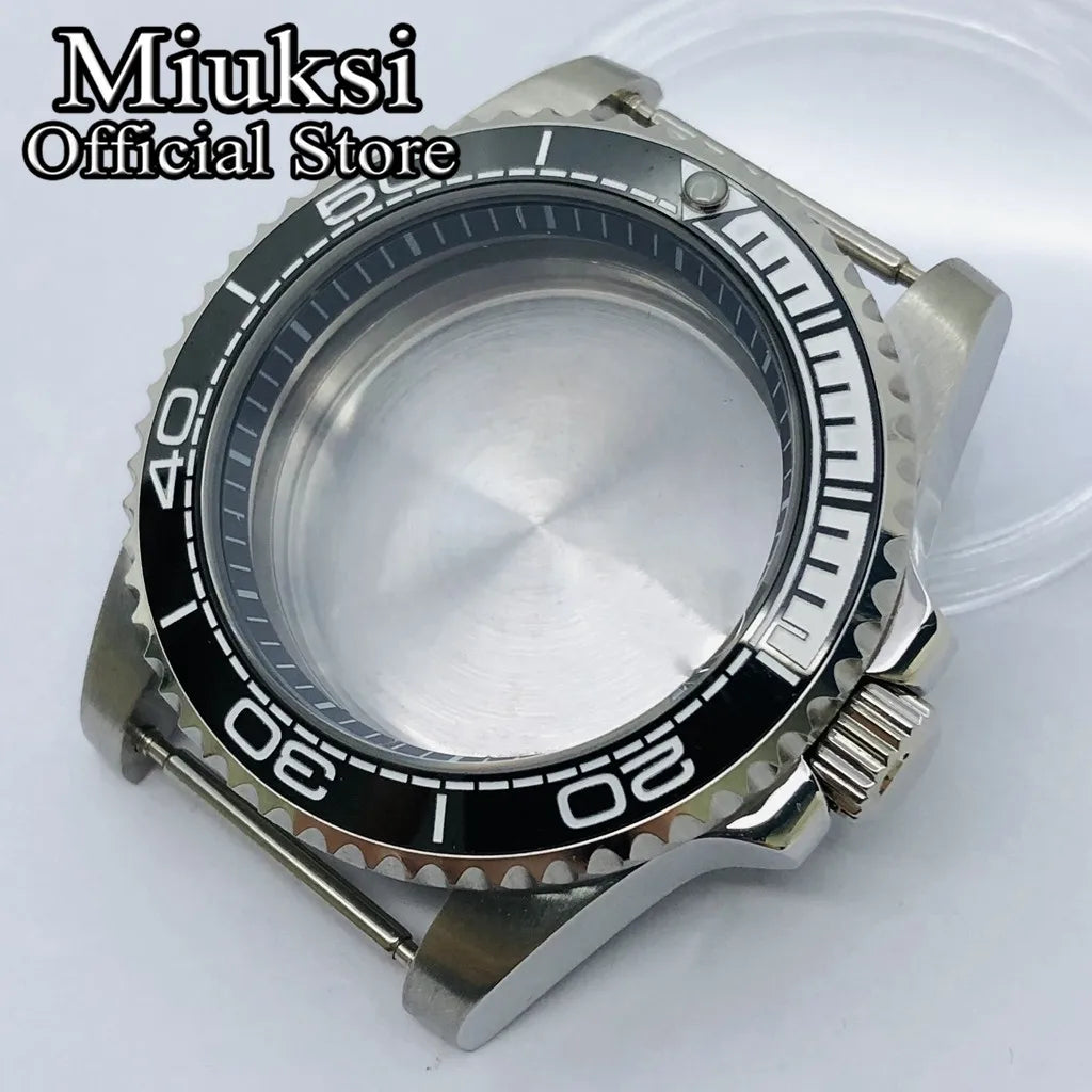Miuksi 40mm silver rose gold black new watch case ceramic bezel sapphire glass chapter ring fit NH35 NH36 ETA2824 movement