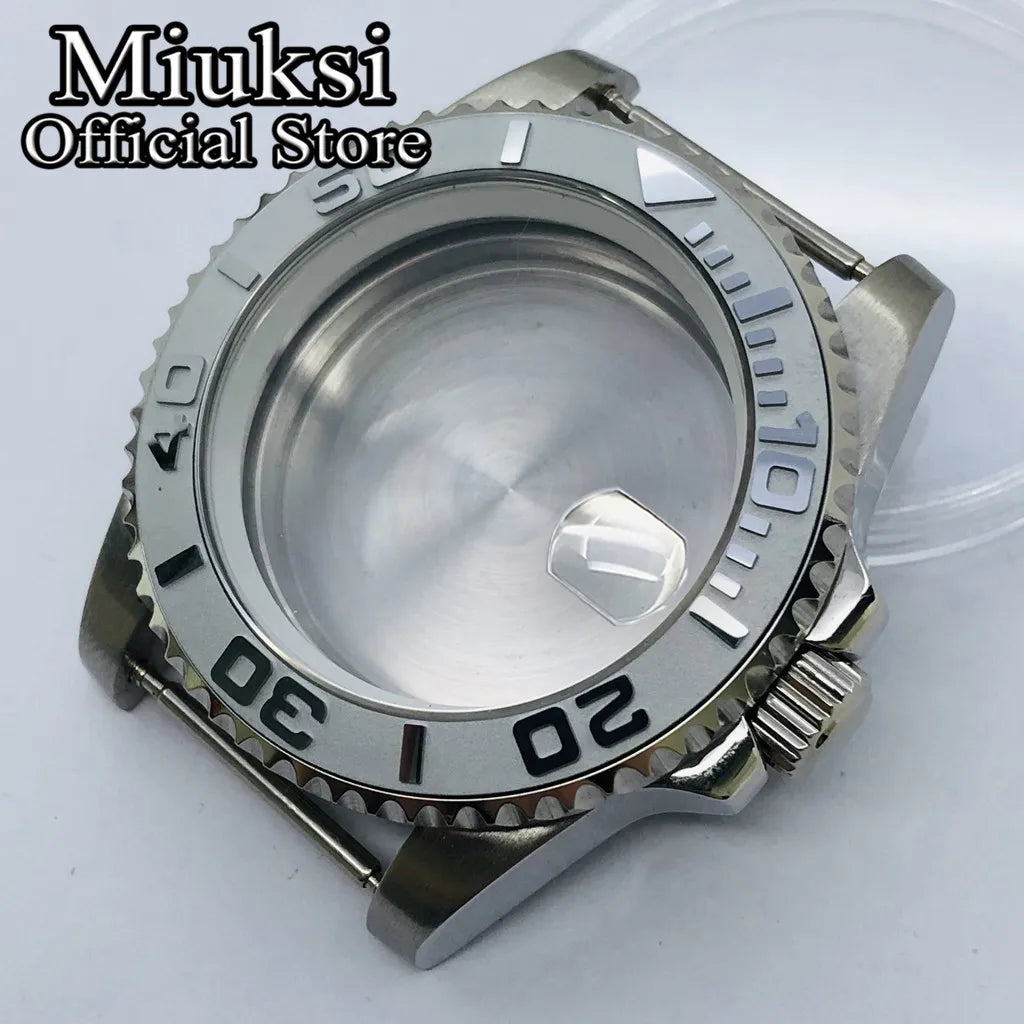 Miuksi 40mm silver rose gold black new watch case ceramic bezel sapphire glass chapter ring fit NH35 NH36 ETA2824 movement