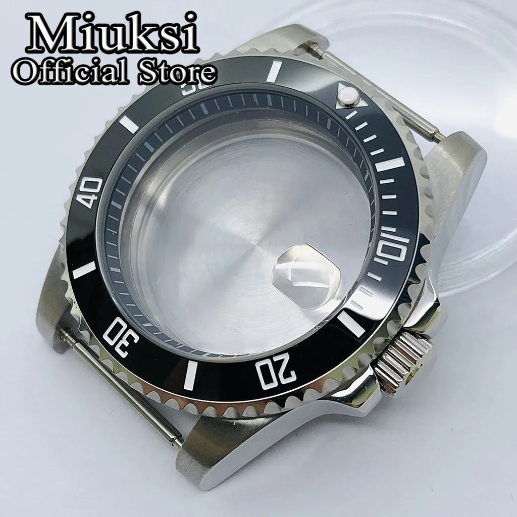 Miuksi 40mm silver rose gold black new watch case ceramic bezel sapphire glass chapter ring fit NH35 NH36 ETA2824 movement