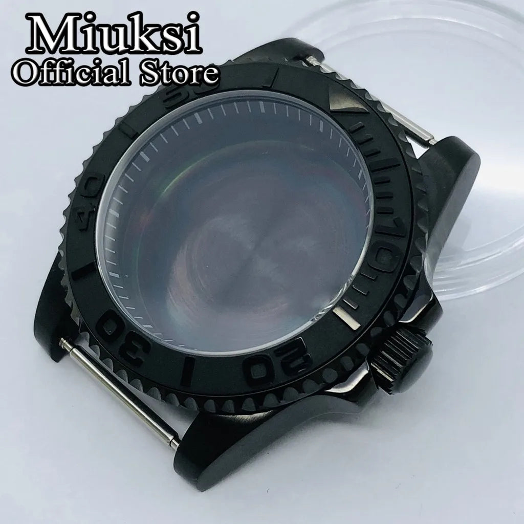 Miuksi 40mm silver rose gold black new watch case ceramic bezel sapphire glass chapter ring fit NH35 NH36 ETA2824 movement