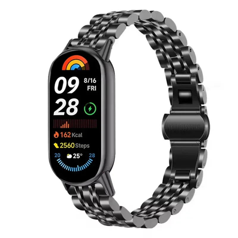 Metal Strap for Xiaomi Mi Band 10/9/8 Stainless Steel Watch Strap Correa for Miband 8/9/10 Replacement Wristband Bracelet Correa