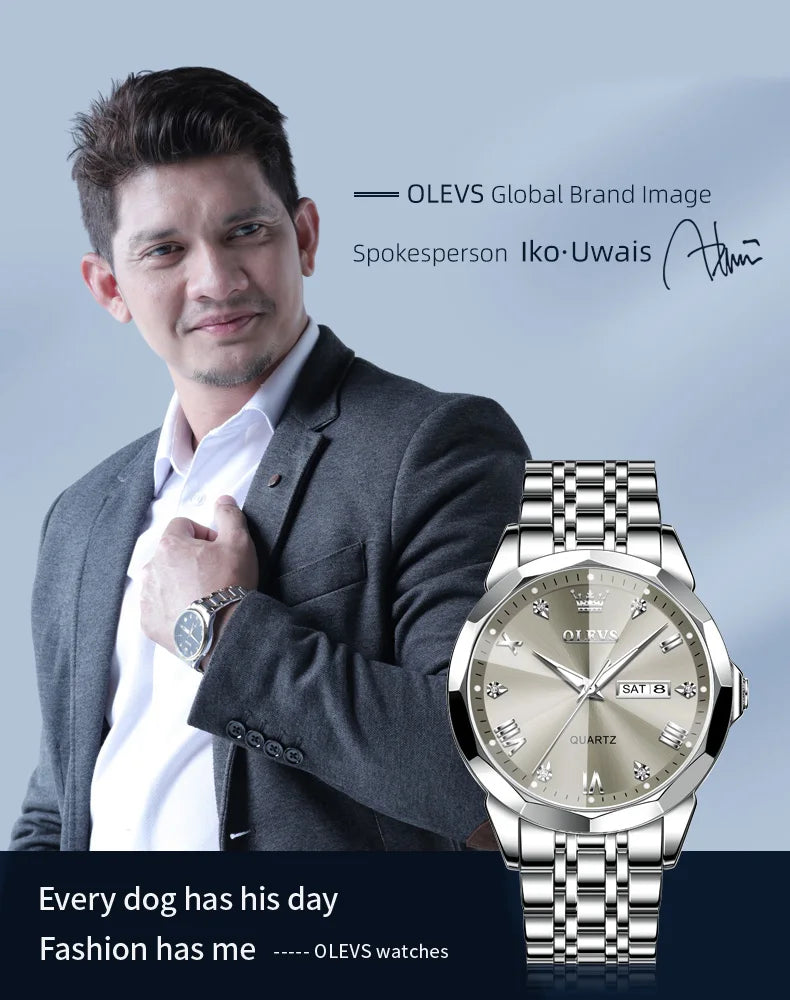 OLEVS Brand 9931 New Quartz Stainless Steel Strap Man Wristwatch Retro Hot Style Great Quality Fashion Waterproof Watch for Men