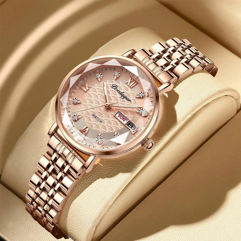 POEDAGAR Fashion Watches For Women Waterproof Luminous Stainless Steel Woman's Wristwatch Luxury Elegant Ladies Watch Gift Reloj