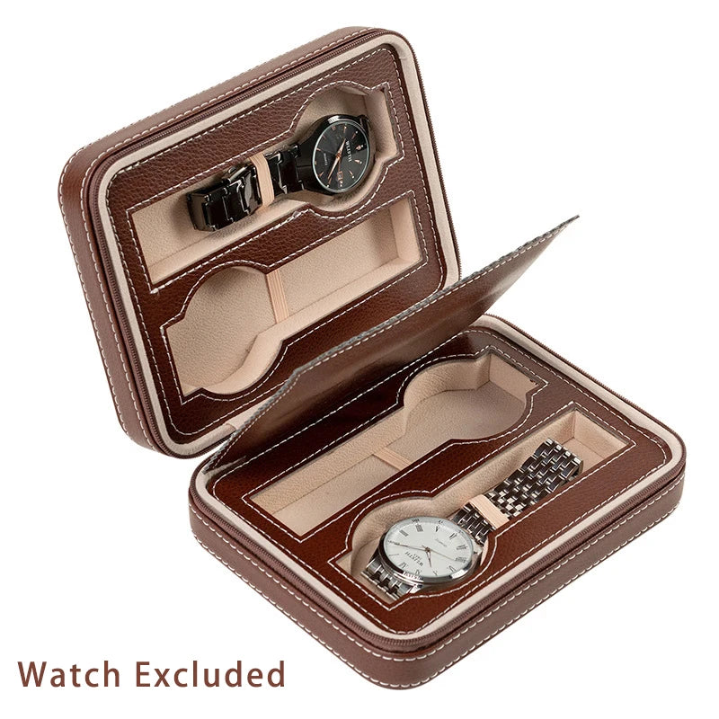 2/4/6/8/10/12 Slots Watch Suitcase Organizer Portable Zipper Watch Case Bracelets Men's and Women's Multifunctional Display Box