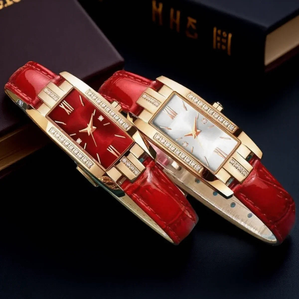 Elegant Women Baroque Rhinestone Quartz Watch Rectangle Analog Wristwatch Fashion Gift for Mom