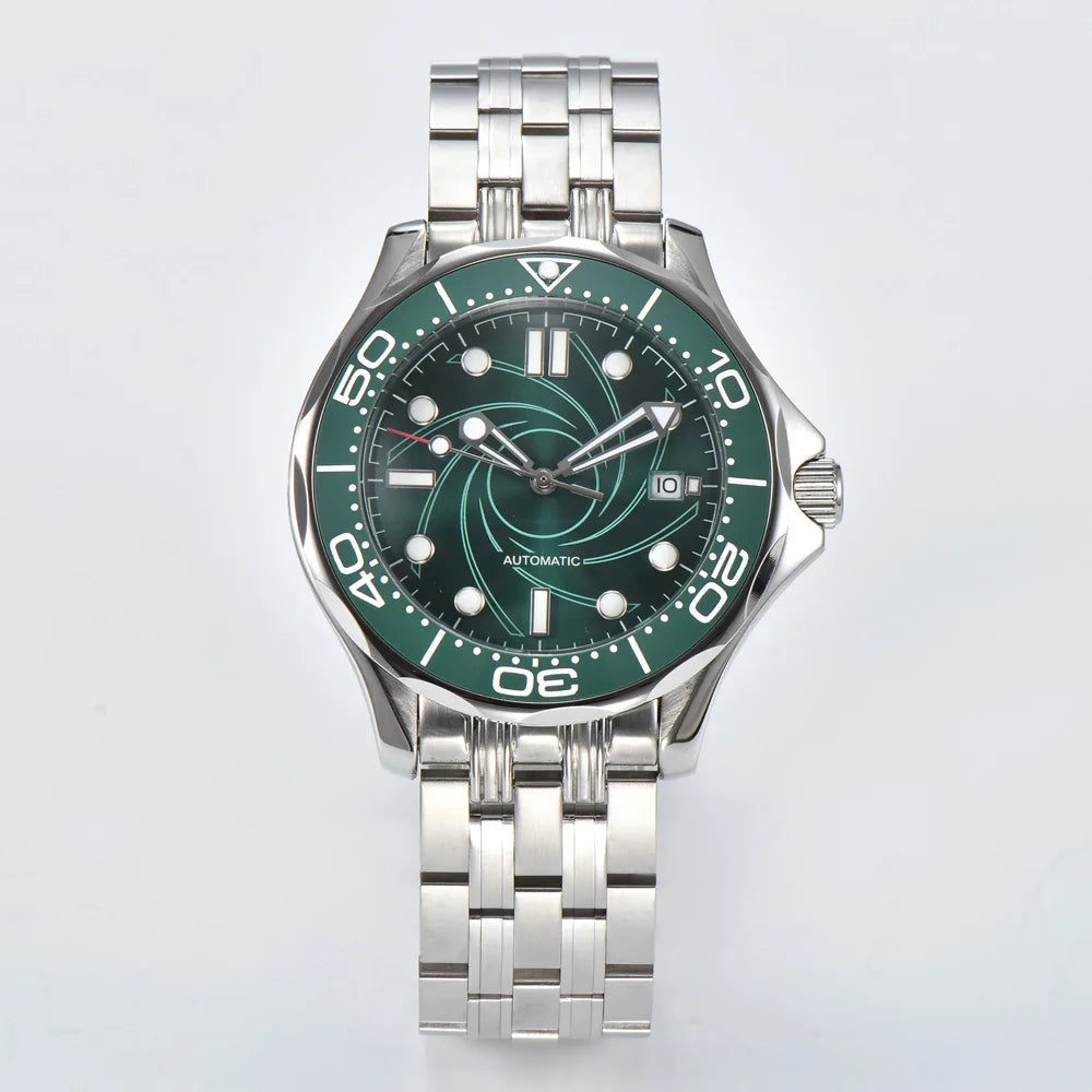 Parnsrpe 2026 New Miyota 8215 Automatic Dive Watch for Men Luxury Sport Green Dial Luminous Hardlex Date Waterproof Bus