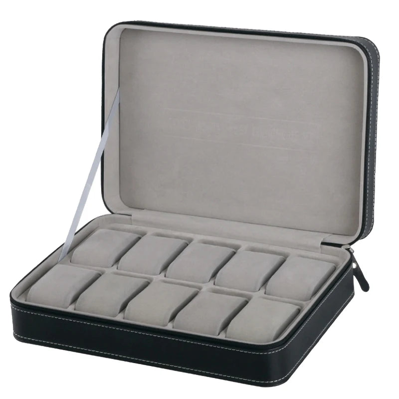2/4/6/8/10/12 Slots Watch Suitcase Organizer Portable Zipper Watch Case Bracelets Men's and Women's Multifunctional Display Box