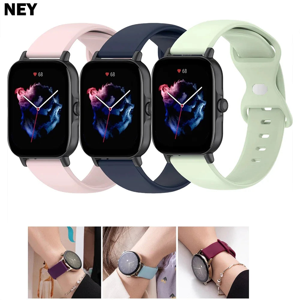 Sport 20mm watch band For Amazfit GTS 4/4 mini/3/2/2e Soft correas silicone bracelet for amazfit bip 3/3 pro/Bip U-S-lite straps