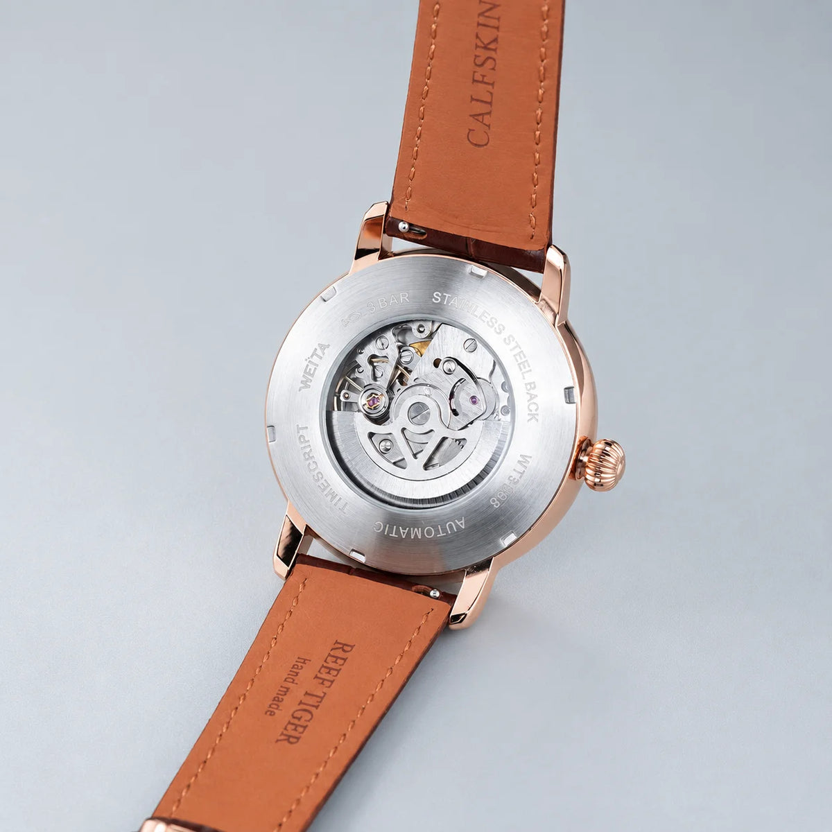 OBLVLO Men's Starry Sky Automatic Mechanical Watch Classic Leather Strap 316 Stainless Steel Simple Fashion Watch WT003