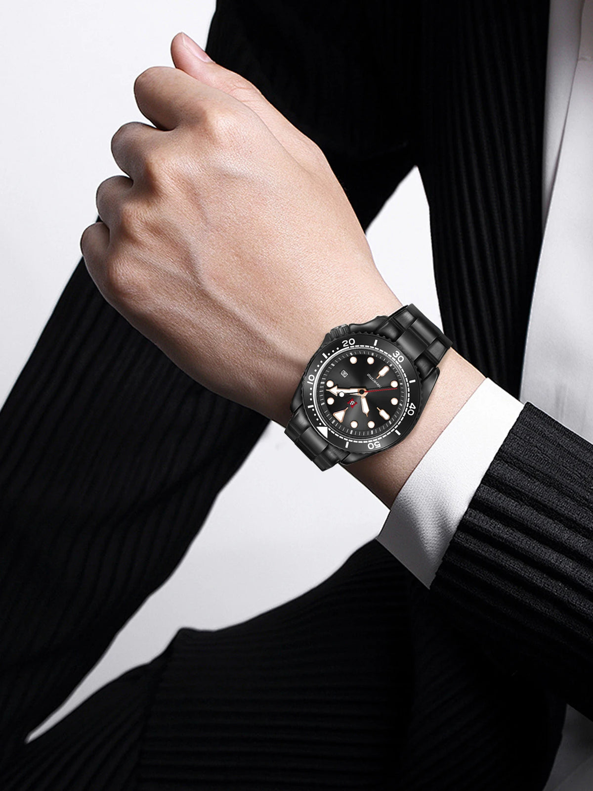 NS Mens Sports Watch | Multi-Color High-Contrast Dial and Markers Ceramic Bezel Stainless Steel Band Versatile Style