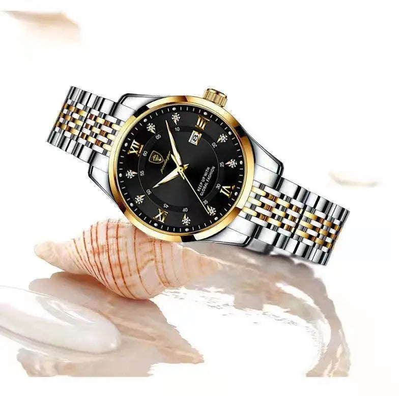 POEDAGAR Casual Wrist Watch For Women Luxury Waterproof Luminous Date Ladies Watch Stainless Steel Quartz Women Watch Gold reloj