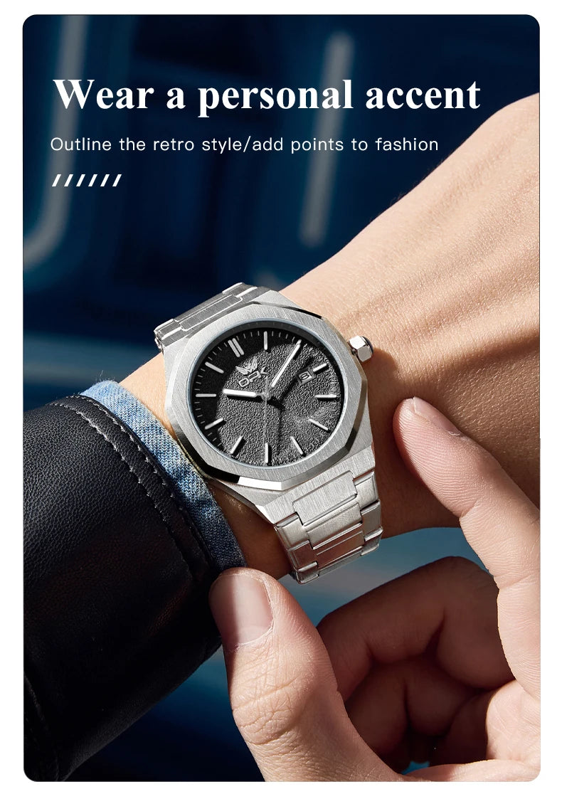 OPK 6046 Mens Watch Solid Stainless steel Calendar Waterproof Quartz Watch for Men