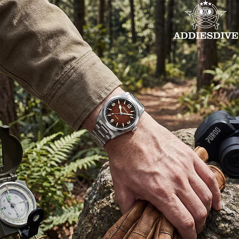 ADDIESDIVE Watches Men New 36mm Sapphire Quartz Wristwatch Japan 2035 Movement AR Coating BGW9 Luminous 100m Waterproof AD2544