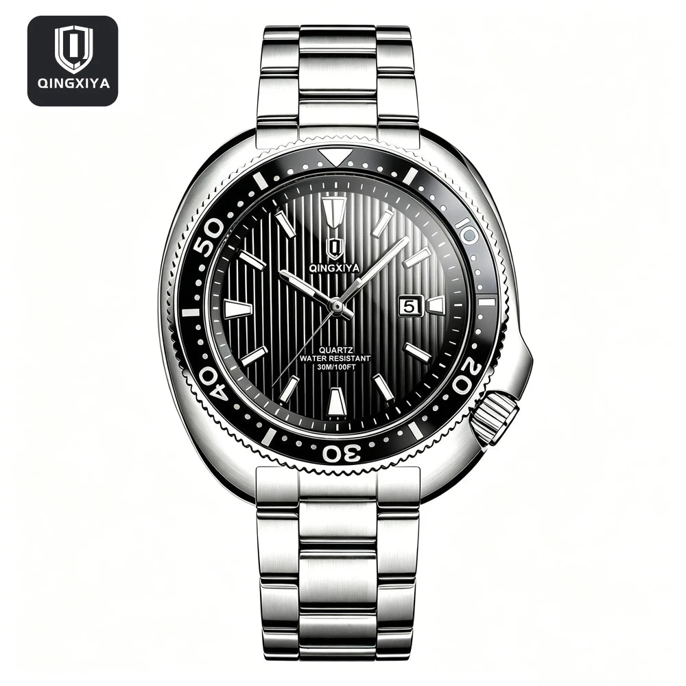 QINGXIYA Man Watch Original Brand Waterproof Quartz Watch Stainless Steel Strap Luminous Date Mens Watches Relogio Masculino