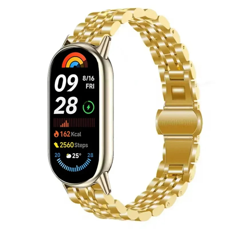 Metal Strap for Xiaomi Mi Band 10/9/8 Stainless Steel Watch Strap Correa for Miband 8/9/10 Replacement Wristband Bracelet Correa