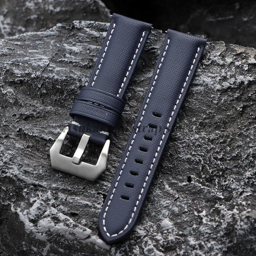 Premium Sailcloth Canvas Watch Strap for Seiko for Panerai for Blancpain 20mm 22mm 24mm Watch Band Black Blue Nylon Men Bracelet