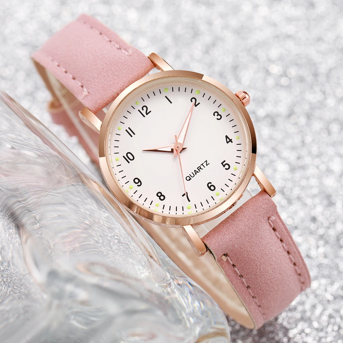 4/6PCS Fashion Arabic Dial Women Watches Ladies Leather Strap Quartz Wristwatch Heart Bracelets Set Reloj Mujer(Without Box)