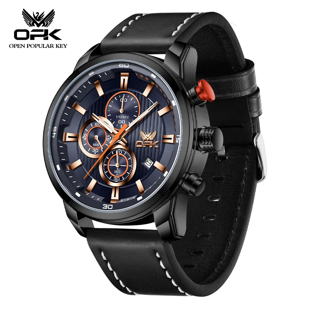OPK 6083 Classic Quartz Watch for Men Waterproof Sport Men's Watches Fashion Leather Strap Luminous Business Male Wristwatches