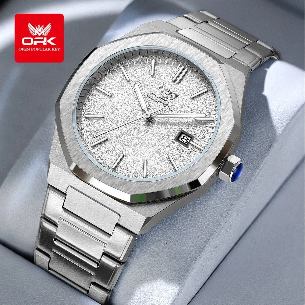OPK 6046 Mens Watch Solid Stainless steel Calendar Waterproof Quartz Watch for Men
