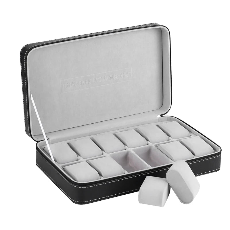 2/4/6/8/10/12 Slots Watch Suitcase Organizer Portable Zipper Watch Case Bracelets Men's and Women's Multifunctional Display Box