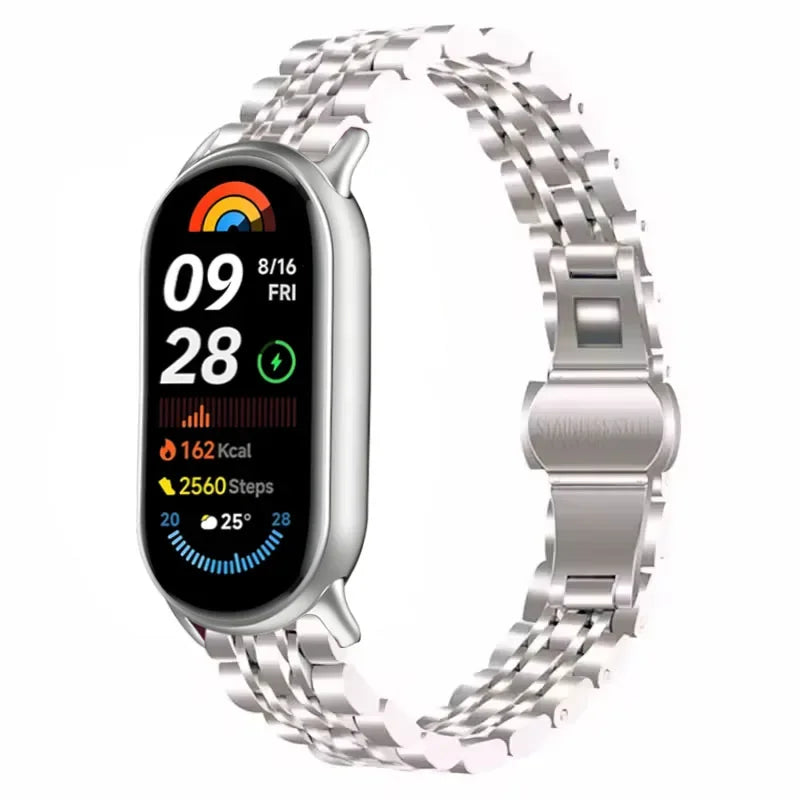 Metal Strap for Xiaomi Mi Band 10/9/8 Stainless Steel Watch Strap Correa for Miband 8/9/10 Replacement Wristband Bracelet Correa