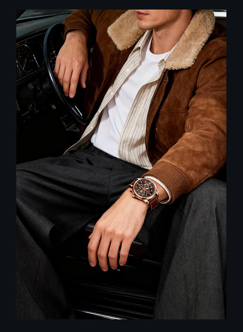 OPK 6083 Classic Quartz Watch for Men Waterproof Sport Men's Watches Fashion Leather Strap Luminous Business Male Wristwatches